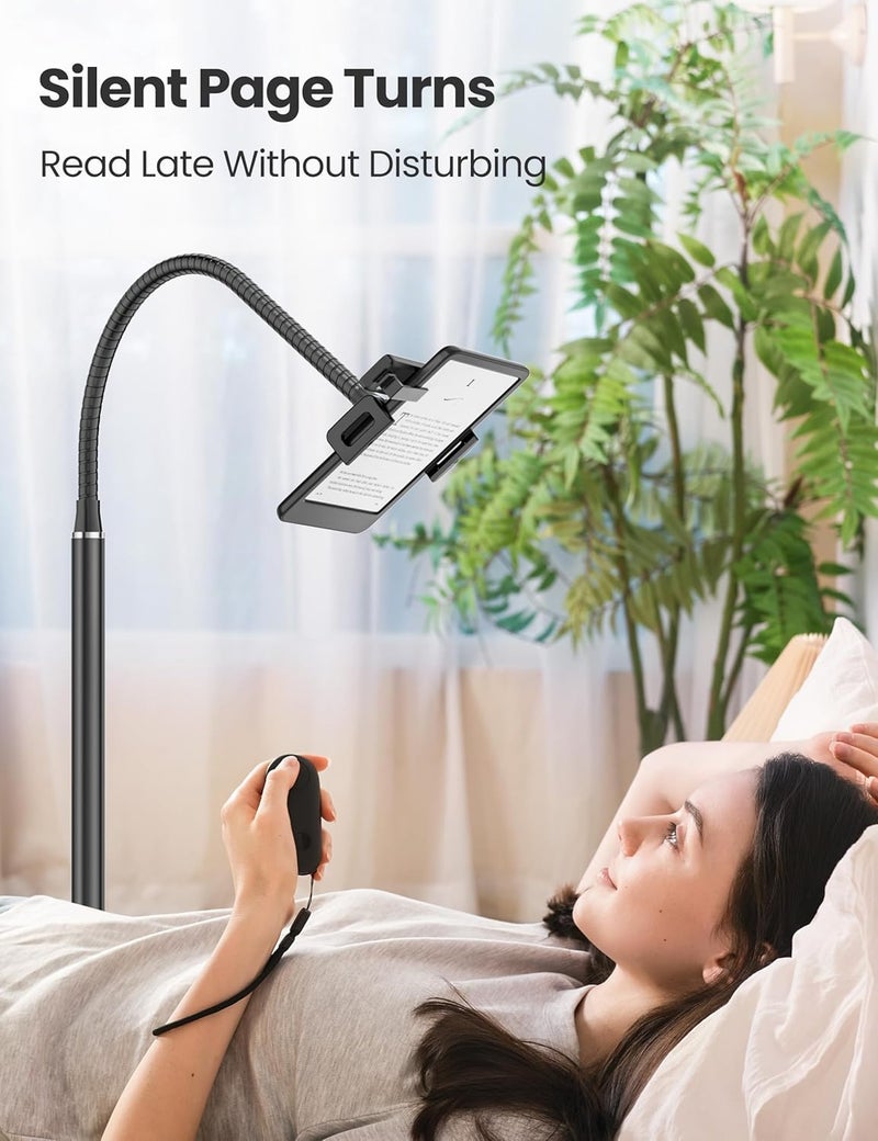 VOLTIFYMAX Kindle Stand Floor with Remote Page Turner for Reading in Bed, Tablet Stand Holder with Adjustable Gooseneck, Compatible with Kindle Accessories/Paperwhite, Hands Free Use Gifts for Readers - Image 3